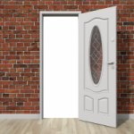 White uPVC door with glazed panel