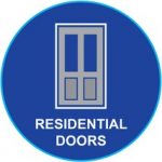 residential doors blue icon