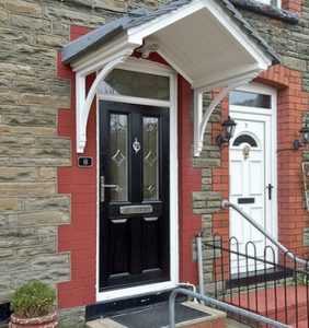 black composite front door