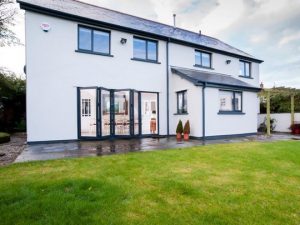 grey aluminium bifold semi open