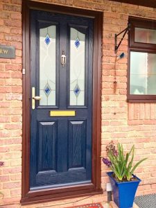 Front door with decorative glass