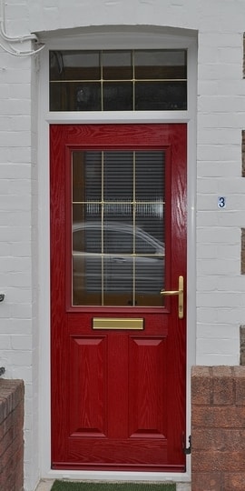 Red composite entrance door