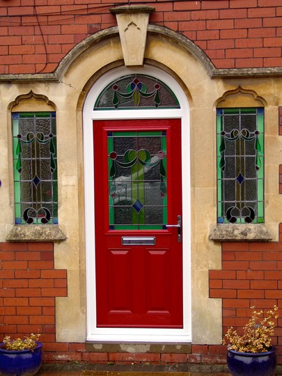 Red composite front door