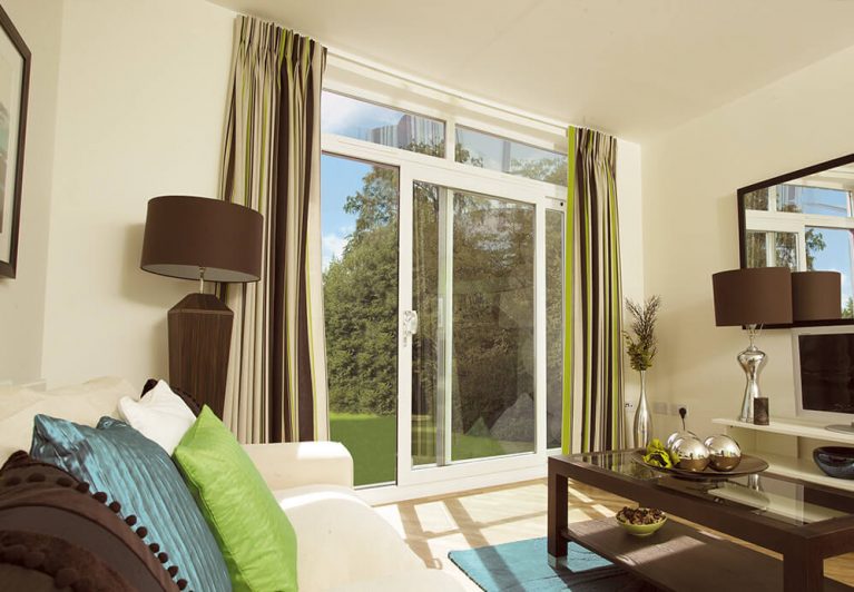 White uPVC patio door with sliding functionality