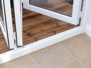 white upvc bifold door sliding system