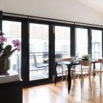 black closed bifold doors