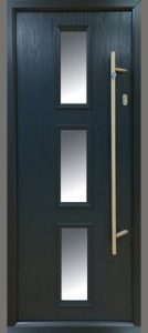 black triple window composite door