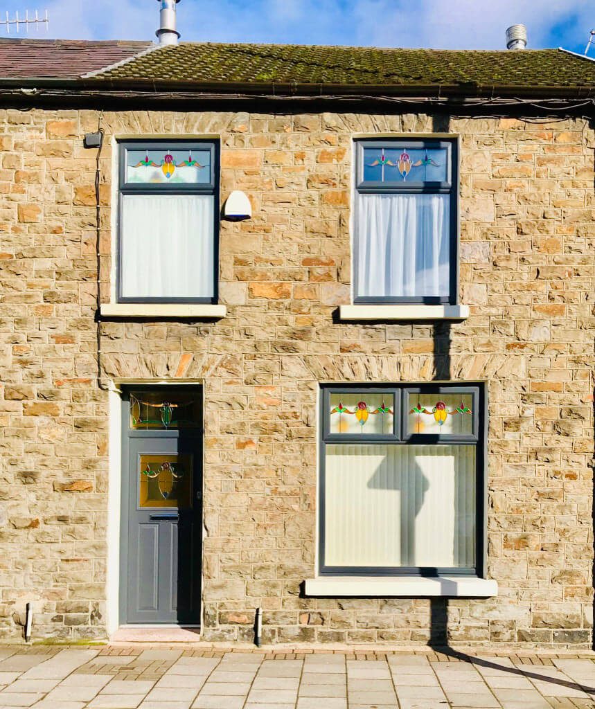 Custom uPVC windows with decorative glass