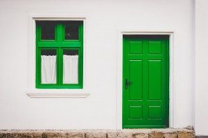 Green doors and windows
