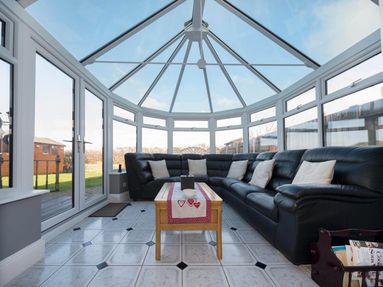 Double glazed conservatory with french doors