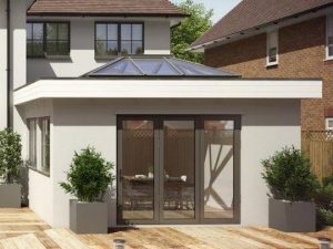 grey aluminium patio door extension