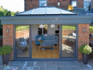 grey aluminium sliding extension doors