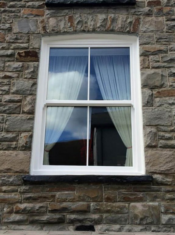 A vertical sliding sash window