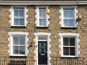 white full frontage sash windows