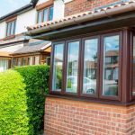 Rosewood colour upvc bay windows
