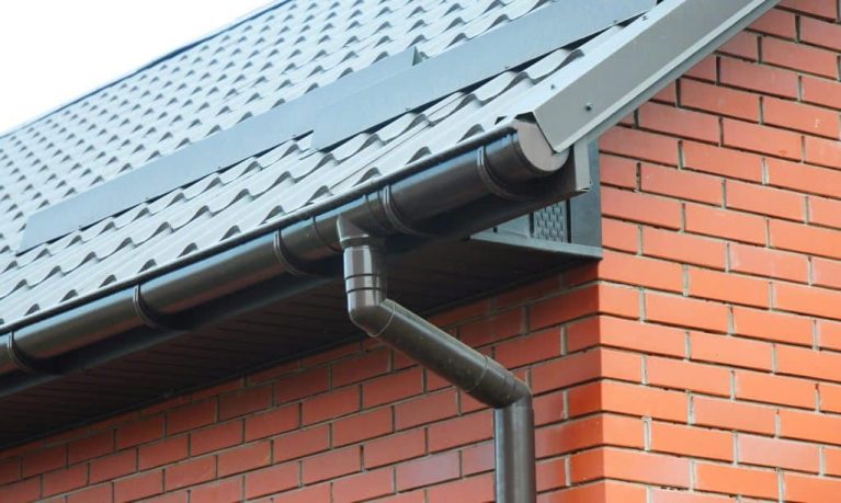 uPVC round guttering in black