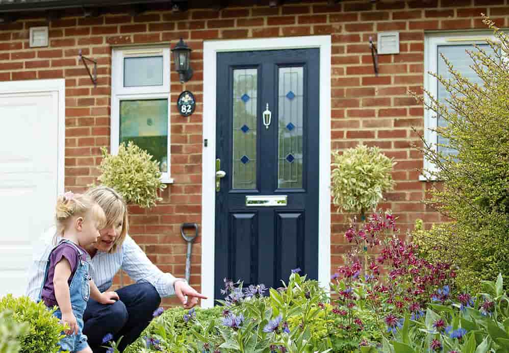 Blue composite entrance door